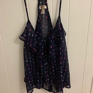 Dark blue cami with arrow print size medium